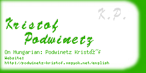 kristof podwinetz business card